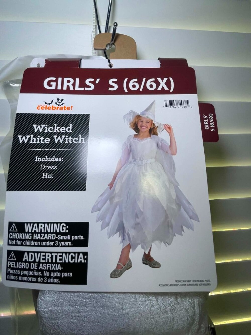 Brand New Wicked White Witch Costume Girls Halloween Dress Outfit, Small 6/6x.